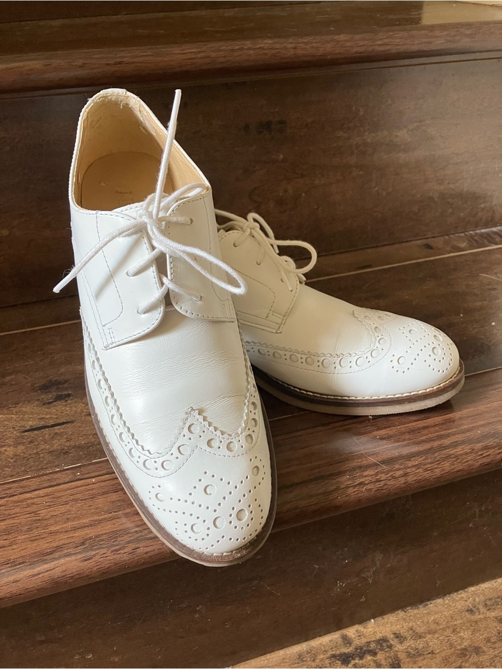 Women's White Brogue Lace-Up